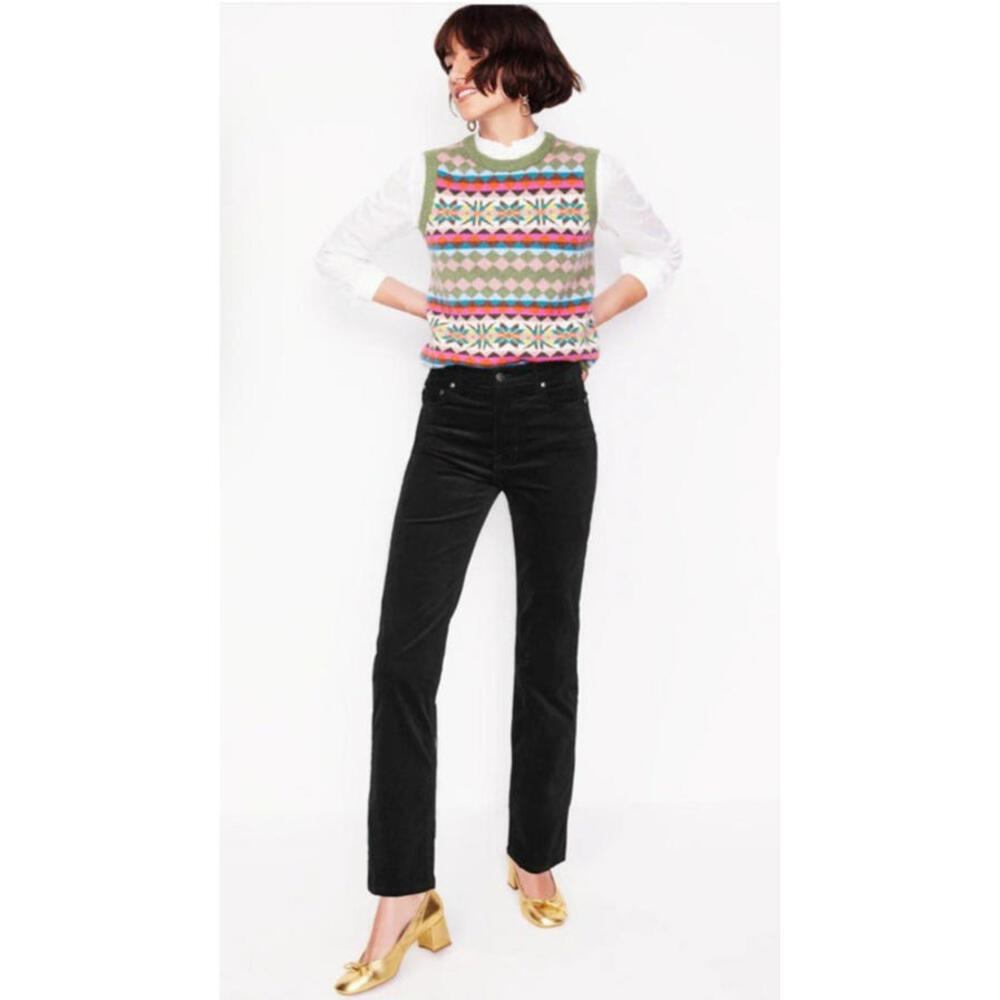 Boden Velveteen Velvet Jeans Pants Black Womens 10R Pants Low Rise Straight Leg
